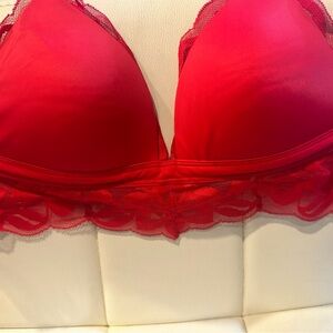 PINK Victoria's Secret Red Lace Trim Bra